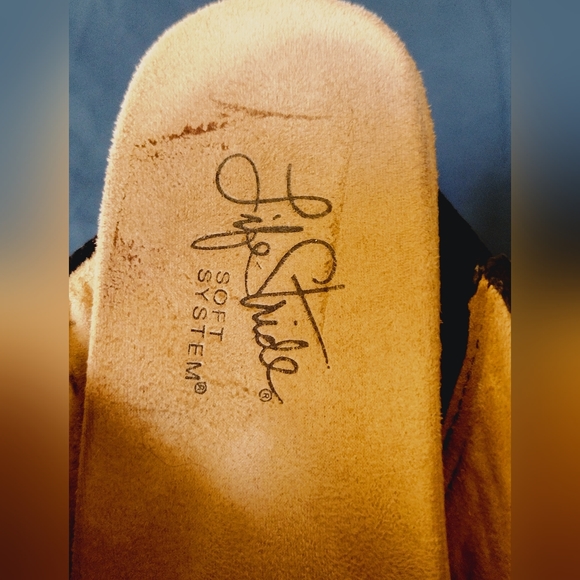 Life Stride Donna Wedge Slides Soft System, size 6.5, black w/cork wedge - Picture 2 of 11